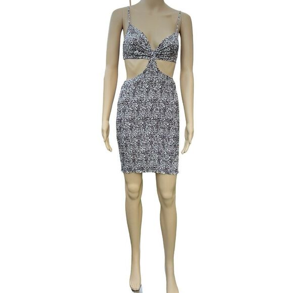 Blush BJ Women Floral V-Neck Spaghetti Strap Dress Summer  Cut-Out Brown & Cream - Picture 6 of 12